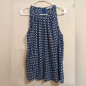 Anne Carson Blue and Black Patterned Top